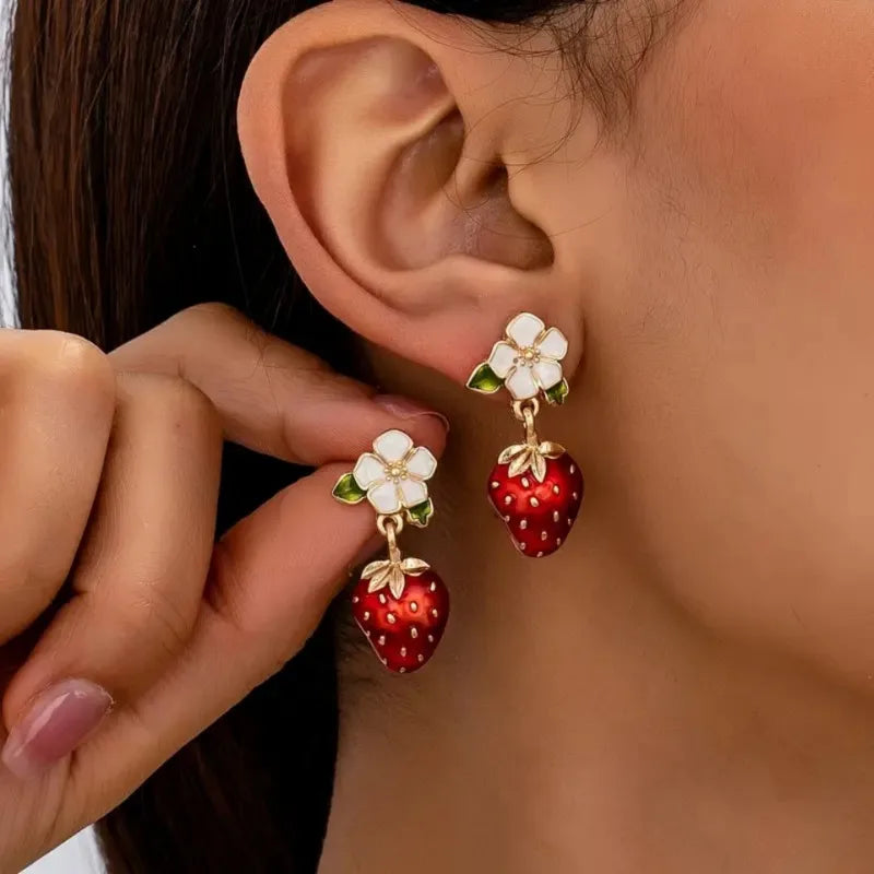 Sandy | Strawberry Drop Earrings